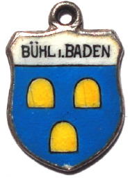 BUHL BADEN, Germany - Vintage Silver Enamel Travel Shield Charm